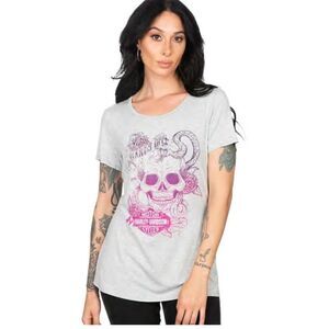 Harley-Davidson Hands Off Sequin Skull Tee